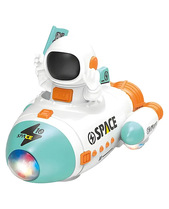 NEGOCIO Space Rocket Car Robot with Colorful Lights Music All Direction Movement Space Rocket Car Astronaut Model with Lights Music and Sound for Kids Pack of 1 Color May Vary