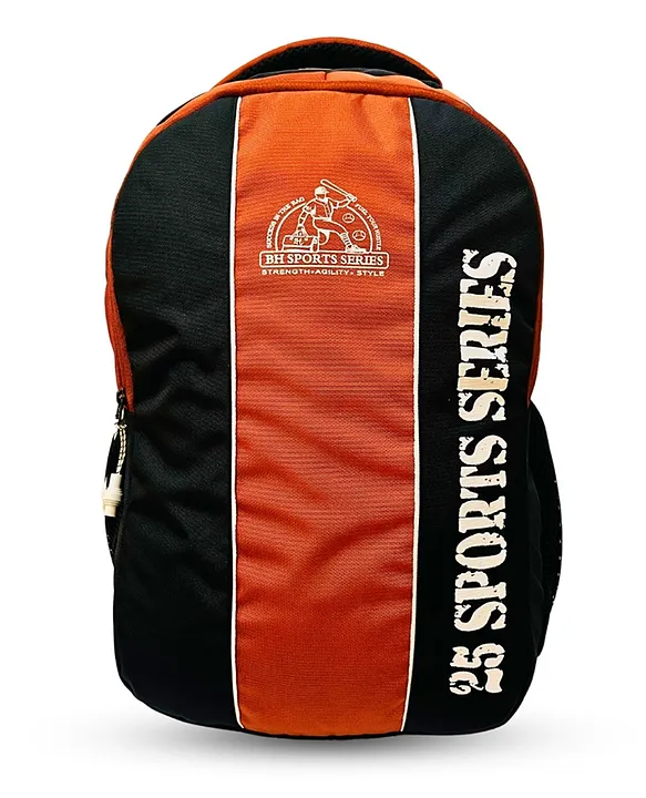 BAD HABIT Bad Habit Velocity 25 Sports Backpack: Stylish Orange Black Design: Durable Side Pockets and Padded Mesh Back Height 17.7 Inches