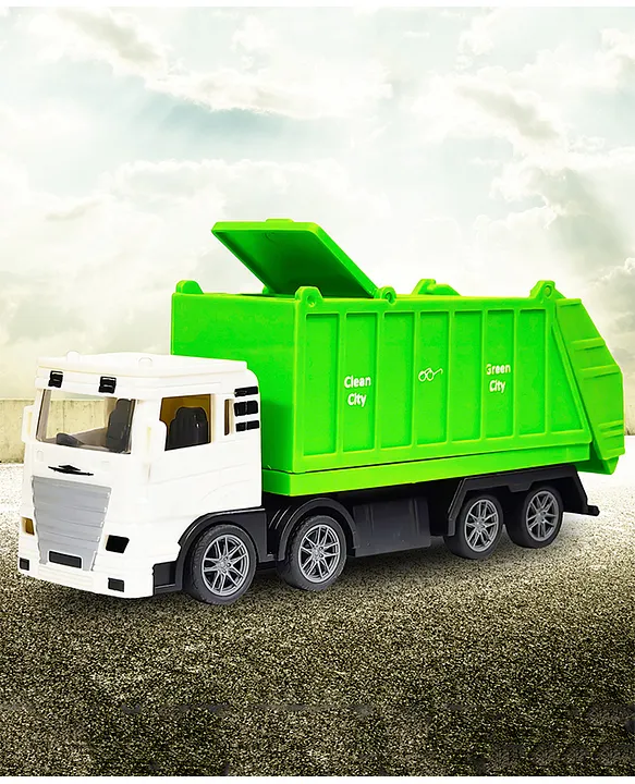 VGRASSP 8 Wheel City Sanitation Garbage Truck Toy For Kids With Openable Top And Back Door Friction Powered Dumpster Vehicle Color May Vary