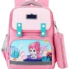 Storite Cute Little Mermaid Design School Backpack for Kids Lightweight Waterproof Anti Slip Spine Buckle School Bag for Birthday Gift Pink Height 14.9 Inches
