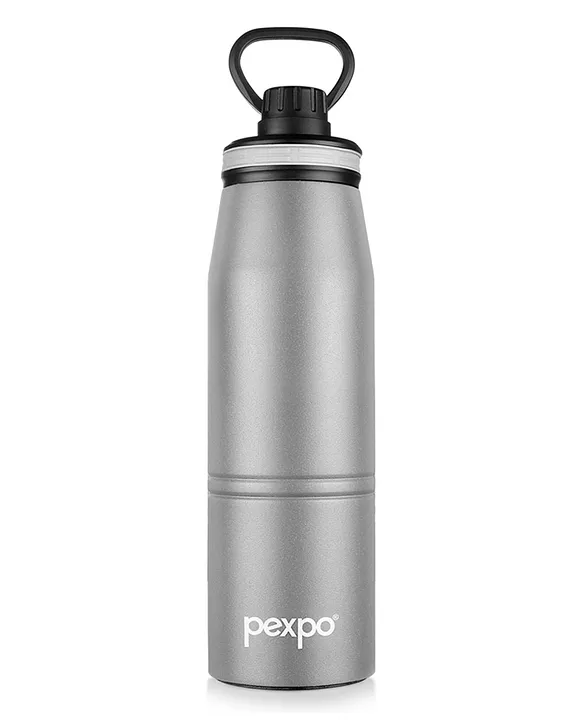 Altros Stainless Steel Hot & Cold Vacuum Insulated Flask 740ml Grey Leak Proof Easy to Carry Loop Handle Sports Water Bottle Trekking Gym Office Home Kitchen