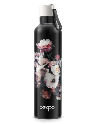 Oslo Hot & Cold Stainless Steel Water Bottle Vacuum Insulated FlaskISI Certified 750 ml Knight BlackFlower Print Office Home GymAdults