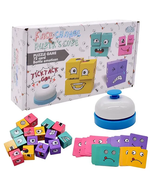90 Pieces Wooden Cube Puzzle Toy Magic Face Building Block Thinking Game Sensory Colourful Cube Puzzle Game Puzzle Building Cube PACK OF 1 ( COLOR AND DESIGN MAY VARY )