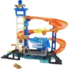Hot Wheels Track Set and Die Cast Free Wheel 1:64 Scale Toy Car with City Shark Nemesis Challenge Blue & Orange (Car color and style may vary)