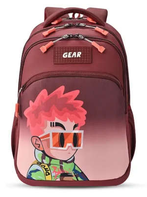 Gear Tango Backpack 17"/29L Medium Water Resistant School Bag/Casual Backpack/Daypack/Travel Backpack/Kids Bag for Boys/Girls (MaroonOrange)