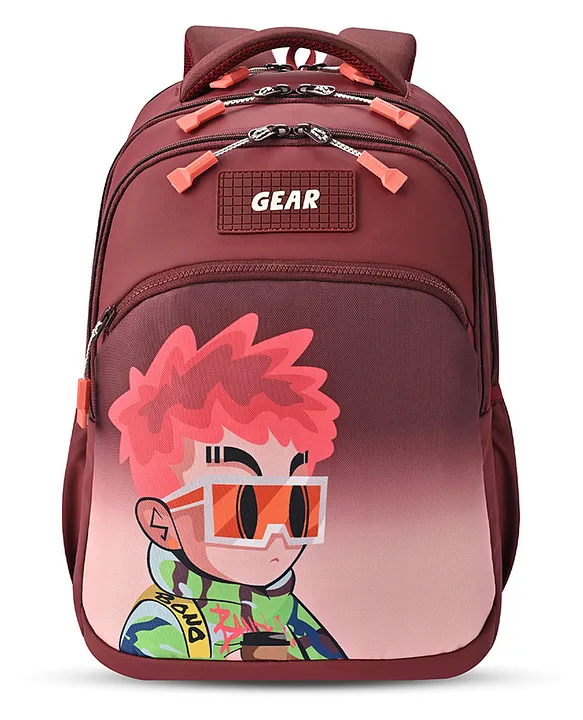 Gear Tango Backpack 17"/29L Medium Water Resistant School Bag/Casual Backpack/Daypack/Travel Backpack/Kids Bag for Boys/Girls (MaroonOrange)