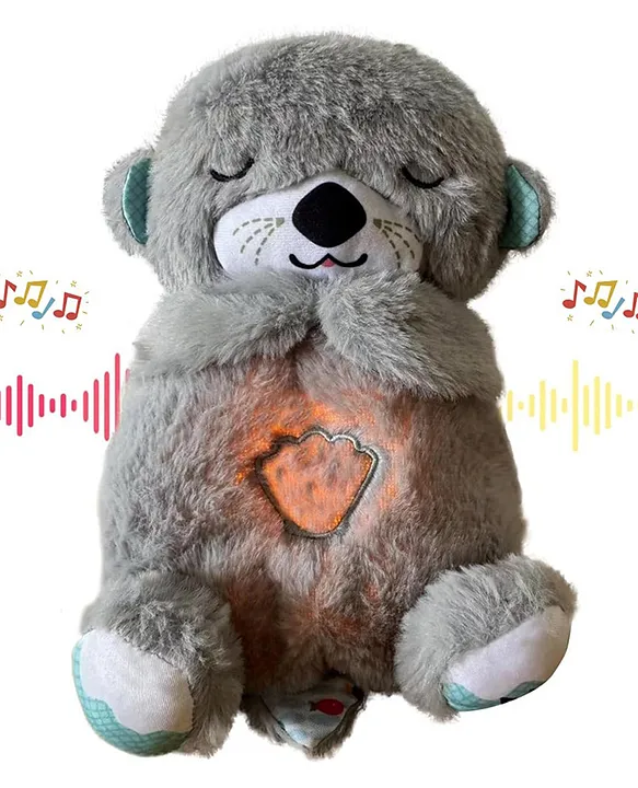 Breathing Teddy Bear Plush Sound Machine Baby Gift with Music Lights & Breathing Motion Infant Toys for Newborns Soft Breathing Stitch Teddy Color may vary Height 21 cm