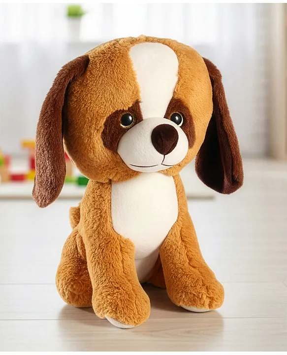 Glitter Eyes Dog Soft Toy Brown Cute & Cuddly Plush Toy for Kids Made from ChildSafe & NonToxic Material Ideal Gift for 6+ Months Height 38 cm BIS Certified