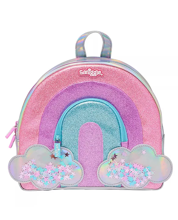 YAMAMA Back Pack For Kids Ritzy Rainbow And Starry Clouds Bag With Carry Handle Fashion Backpack For Girls Sturdy And WaterResistant Backpack For Kids With Adjustable Straps Premium Design Bag Girls Bag Multicolor Height 8.6 Inches