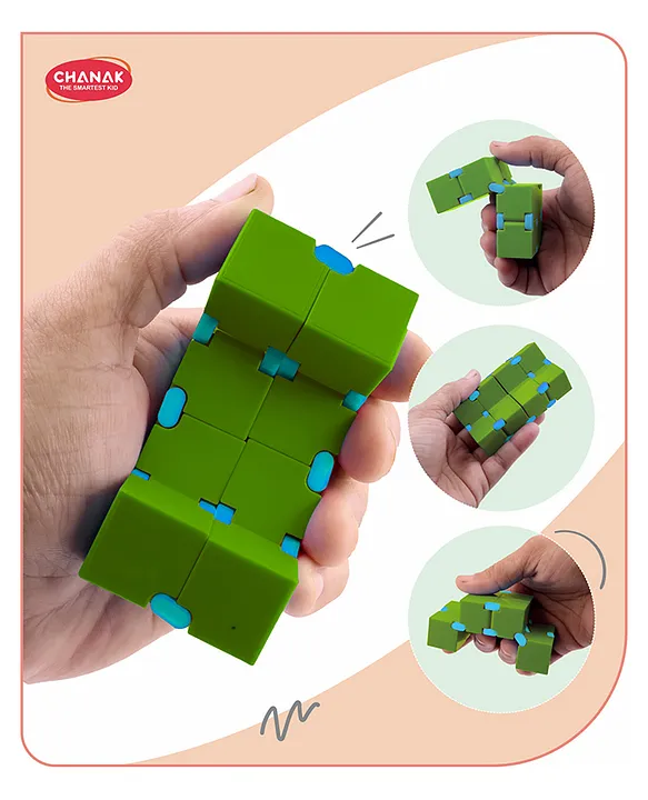 Infinity Cube Fidget Toy Stress Relieving Fidgeting Game for Kids and Adults Durable ABS Plastic Safe Material Sensory Toys Unique Gadget for Anxiety Relief Easy to Carry Above 3+ Age (Dark Green)