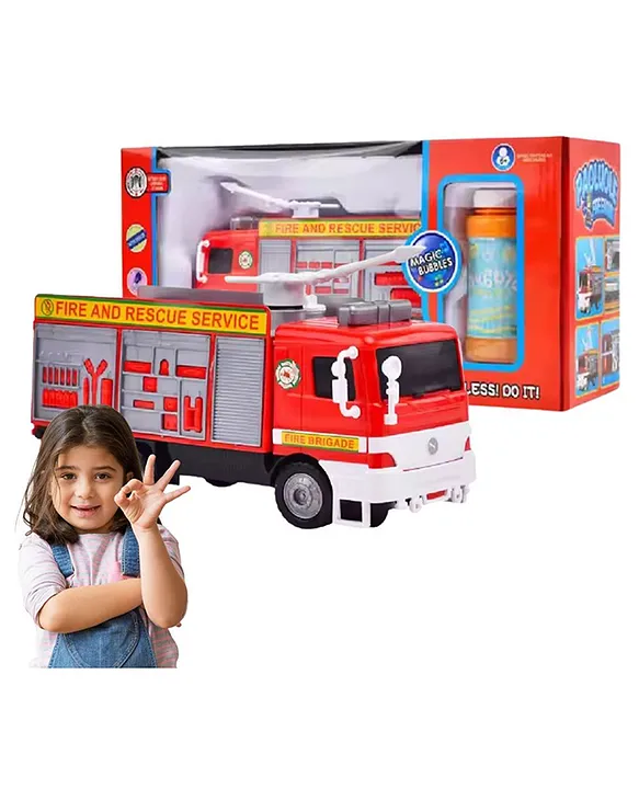 Kids Mandi Electric Toys Bubble Fire Fighting Truck Bubble Car Toys Fire Engine Cartoon Toy Car with Music Light