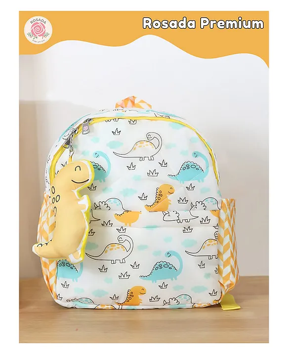Rosada Dinosaur Printed Backpack for Kids With Matching Keychain hanging Waterproof Trendy and Spacious Kids Backpack Stylish Bag for Kids Medium(11 Inches)