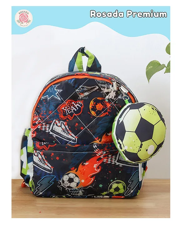 Rosada Soccer Printed Backpack for Kids With Matching Keychain hanging Waterproof Trendy and Spacious Kids Backpack Stylish Bag for Kids Small(10 Inches)