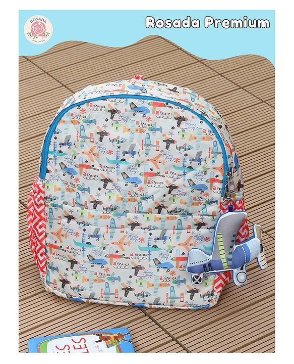 Rosada Aeroplane Backpack for Kids With Matching Keychain hanging Waterproof Trendy and Spacious Kids Backpack Stylish Bag for Kids Large(13 Inches)
