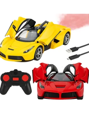Super Toy SUPER TOY Open Door Remote Control Car High Speed Sports RC Car Spray Booster Rechargeable Toy for Kids with Charging Cable Birthday GiftAssorted Color As Per Availability