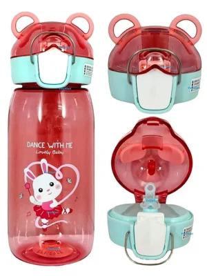 Stylish Water Bottle with Sipper for Kids 400 ml Pink