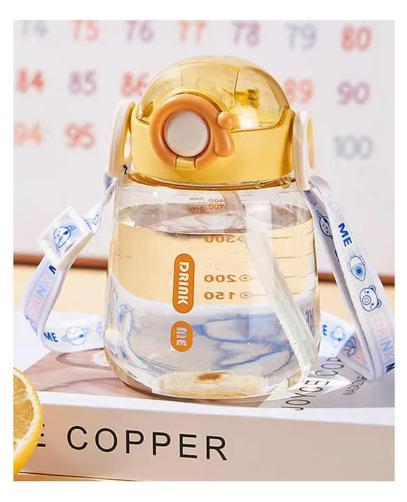 SUN & SHINE Sipper Water Bottle for School Kids Boys and Girls with Straw Leak Proof BPA Free 25 years 500 ml bottle Cute and Durable School Water Bottle (Bright Yellow 500 ml)