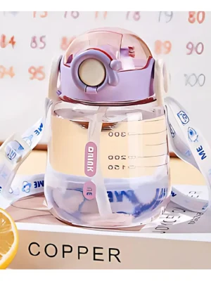 SUN & SHINE Sipper Water Bottle for School Kids Boys and Girls with Straw Leak Proof BPA Free 25 years 500 ml bottle Cute and Durable School Water Bottle (Playful Purple 500 ml)