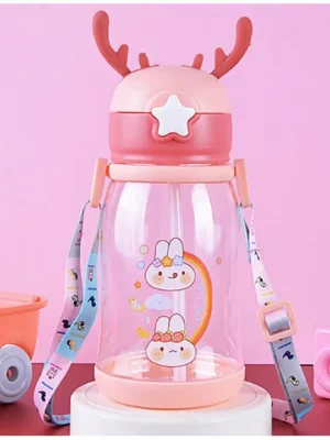 Luvlittle Deer Horn Shape Water Bottle with Cartoon Character for Kids(600ml) Colour May Vary