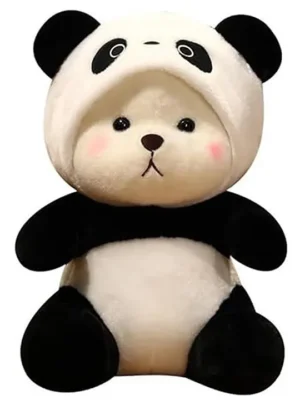 Plush Bear in Panda Costume with Cap Height 35 cm