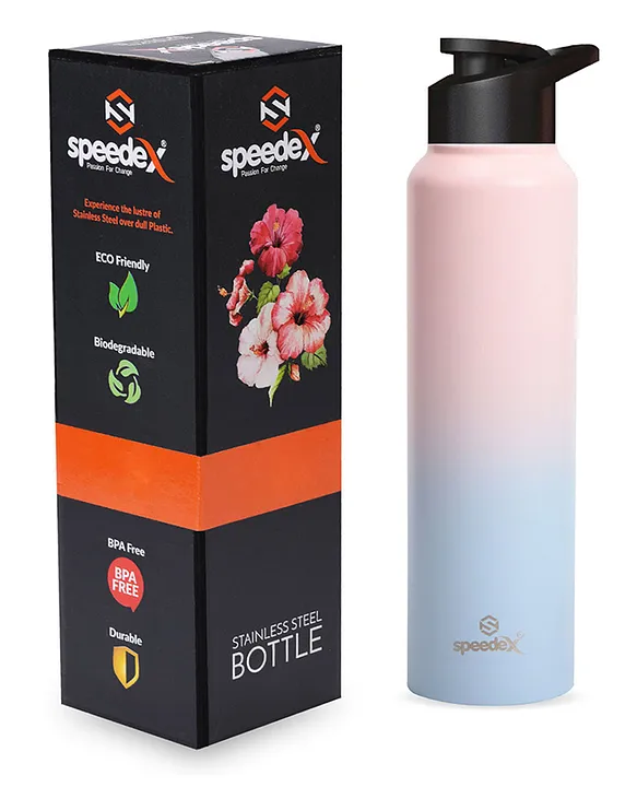 Simplex Stainless Steel 1 Litre Water Bottle Men Woman Kids (1000 ml Dual Pink Blue Sipper)