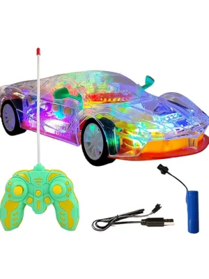 SANJARY Sanjary Transparent Body and Mechanical Gear Technology Special Edition Remote Control Rechargeable Car for Kids with Lights and Sounds color design may vary