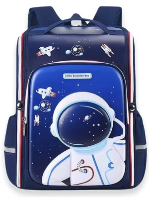 Little Surprise Box Shimmer Dotted Astronaut Theme Backpack Blue 15 Inches