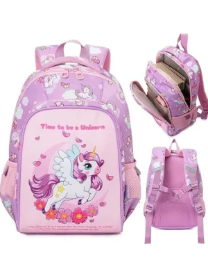 Cots and Cuddles Cute Unicorn Design Lightweight Backpack for Kids Perfect for School & Outings Height 14 inches (Purple)
