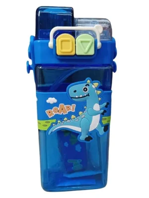 Cute Cartoon Design 2Way Sipper Water Bottle for Kids 520ml LeakProof & BPAFree (Dino)
