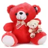 Teddy with Cute Baby Stuffed Soft Plush Toy For Kids Boys & Girls Birthday Gift (Size: Length 28 cm Color: Red)