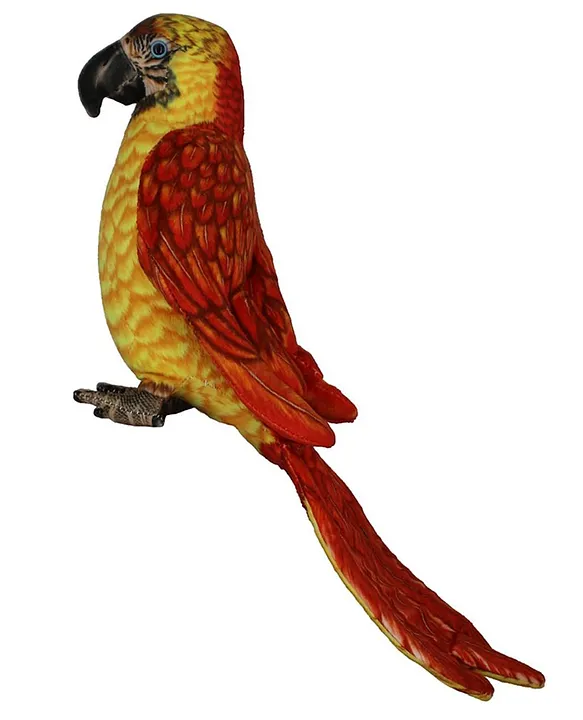 Cute Parrot Soft Stuffed Plush Bird Toy for Kids Boys & Girls Birthday Gifts (Size: Length 20 cm Color: Red & Yellow)