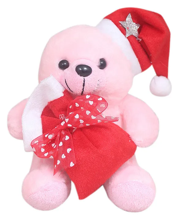 Cute Santa Christmas Teddy Soft Stuffed Plush Toy for Kids Boys & Girls Birthday Gift (Color: Pink Size: Height 15 cm)