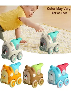 BitFeex Whistle Toy for Baby Animal Themed Plastic Cars with Whistle Function Toys for Children Toddler Mini Car (Color May vary Pack of 1 pcs)