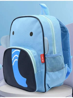 Luv Lap Backpack With Elephant Print Light Blue Height 12.2 Inches