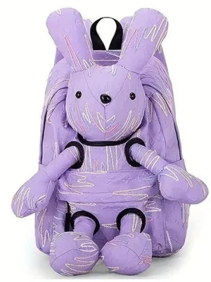 HAPPY HUES Happy Hues 3D Bunny Backpack for Kids 15 inch 12 Litre Lightweight & Waterproof School Bag with Multiple Compartments Perfect for Kids Purple