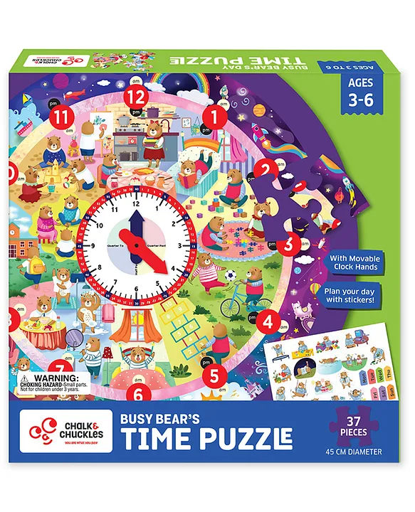 Busy Bear Time Puzzle Jigsaw Puzzle for Kids 36 Years Educational & Learning Toys for Ages 4 5 Year Old; Gift for Kids Toddler Preschool
