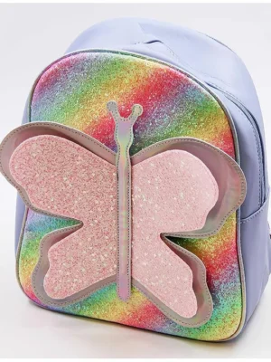 Rushabh Novelty Cute design backpack for school office and travel spacious compartments bags for boys and girls School Bag 837980215Blue12 InchGlitter Butterfly