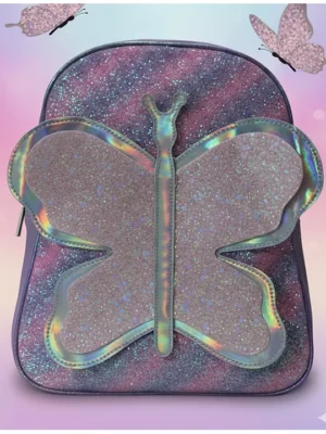 Rushabh Novelty Cute design backpack for school office and travel spacious compartments bags for boys and girls School Bag 837980215Purple12 InchGlitter Butterfly