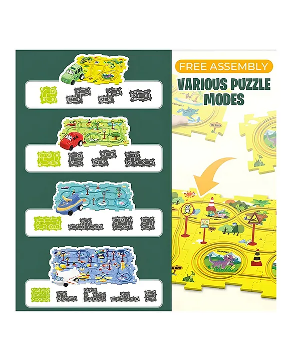 AKN TOYS 13 Pcs Car Puzzle Track Set for Kids With a Cute Vehicle Toddler Puzzle Track Play Set Critical Thinking Educational Toys Pack of 1 Color May Vary