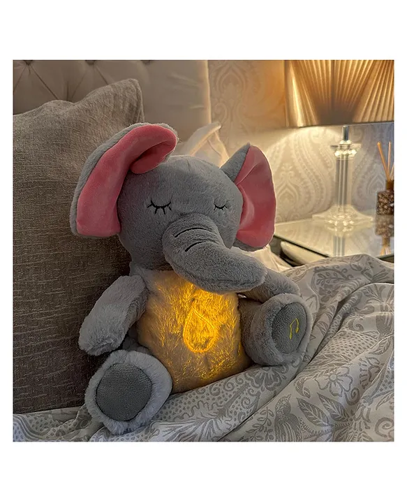 Breathing Stuffed Animal Soothe Snuggle Elephant Plush Rhythmic Breathing Sleep Companion for Kids Soft Musical Plush with Lights & Sensory Details Bedtime Soothing Toy Height 32 cm