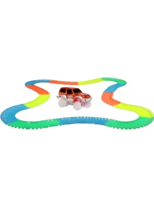 NEGOCIO Race Tracks Bend Flex Glow Long Flexible and Multicolor Glowing Lights Magic Track with Race Car Set for Kids PACK OF 1 COLOR MAY VARY