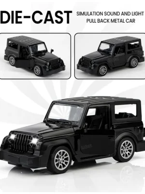 Fiddlerz 1:36 Scale DieCast Toy Car PullBack SUV Model with Lights Sound Openable Doors and Random Design Durable Metal and Plastic Build for Age 3+ (Black)