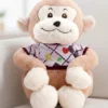 35cm Plush Cute Monkey with Tshirt Soft Toy Brown for Toddler Gifting Boys & Girls Stuffed Animal Baby Safe Cuddle & Travel Partner Super Soft Fabric Room & Car Décor