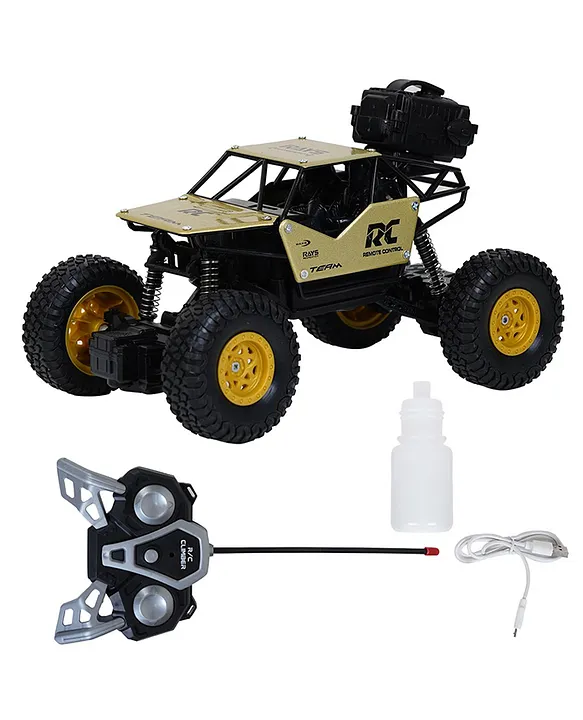 Niyamat Remote Control Rock Crawler Mist Smoke Spray Function Car High Speed 1:18 Scale RC Car 2WD Off Road Vehicle Rock Climbing Car Toy for Kids Golden