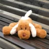 Dukiekooky White and Brown Plush Flying Dog Toy Soft Stuffed Animal for Boys and Girls Height 30 cm