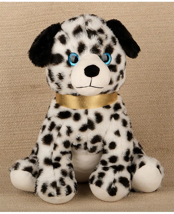 Dukiekooky Black and White Dalmatian Plush Dog with Gold Collar Soft Stuffed Animal Toy with Blue Eyes Height 40 cm
