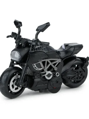 Fiddlerz Diecast Motorcycle Toy for Kids with Lights and Sounds Metal Body Bike Model for Boys and Girls Age 3+ (Pack of 1) Random Color
