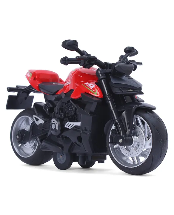Olive Toys DieCast 1:12 Scale Metal Ducati Street Fighter Motorcycle with Sound Light & PullBack Mechanism Red