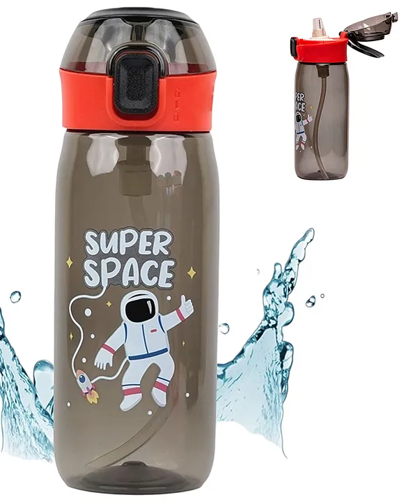 630 ml Space Kids Water Bottle with Straw Leakproof & BPAFree SpillProof Flip Lid with Pop Button Tritan Material Soft Silicone Handle Reusable School Drinkware for Boys & Girl