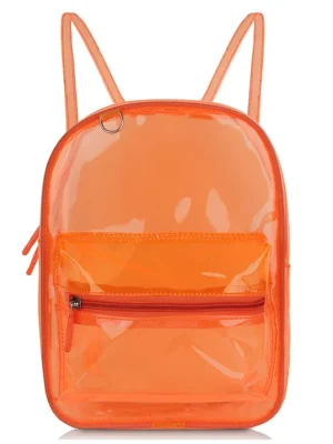 Echo Boomers Stylish Transparent Jelly Backpack Orange Height 11 Inches